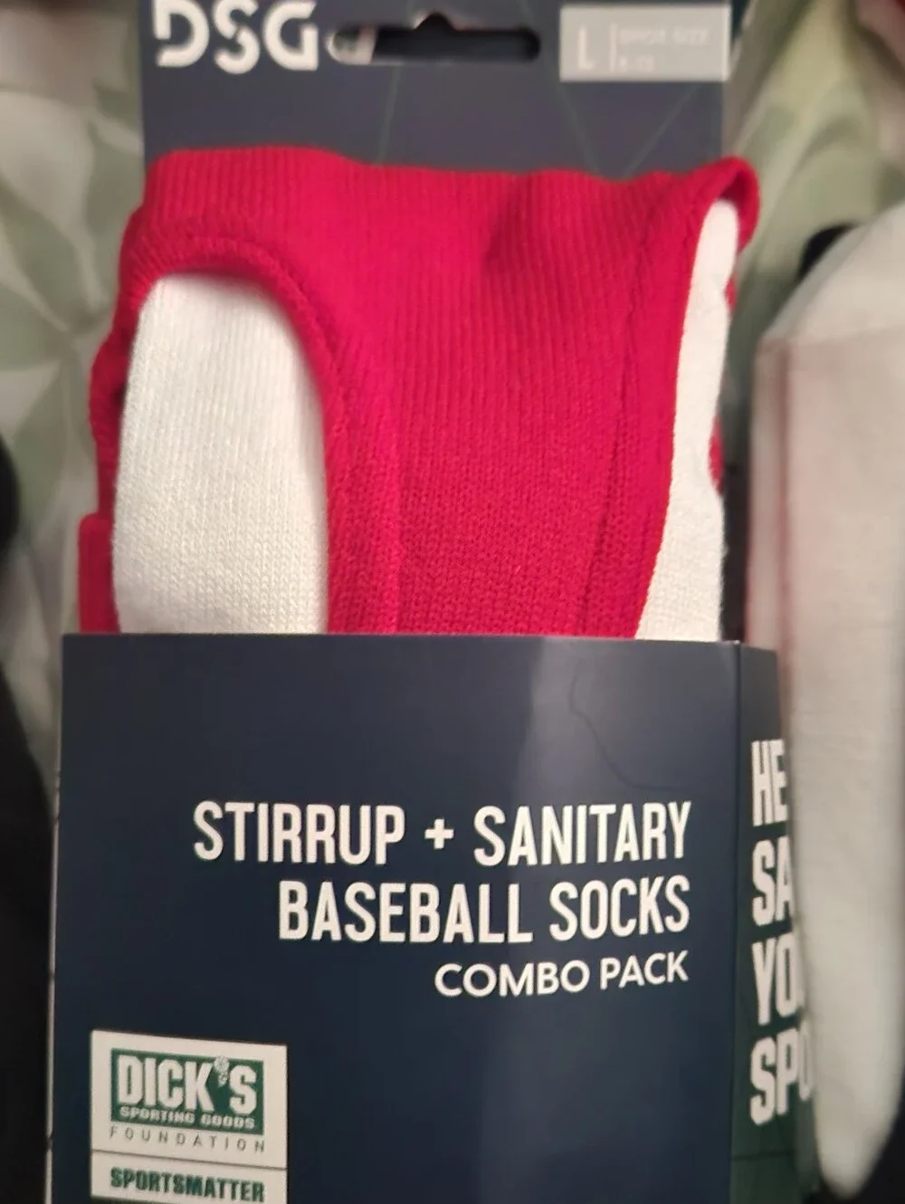 DSG Red Stirrup Socks And Sanitary Sock baseball Softball Combo Pack Size L